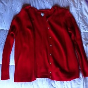 Red button up cardigan